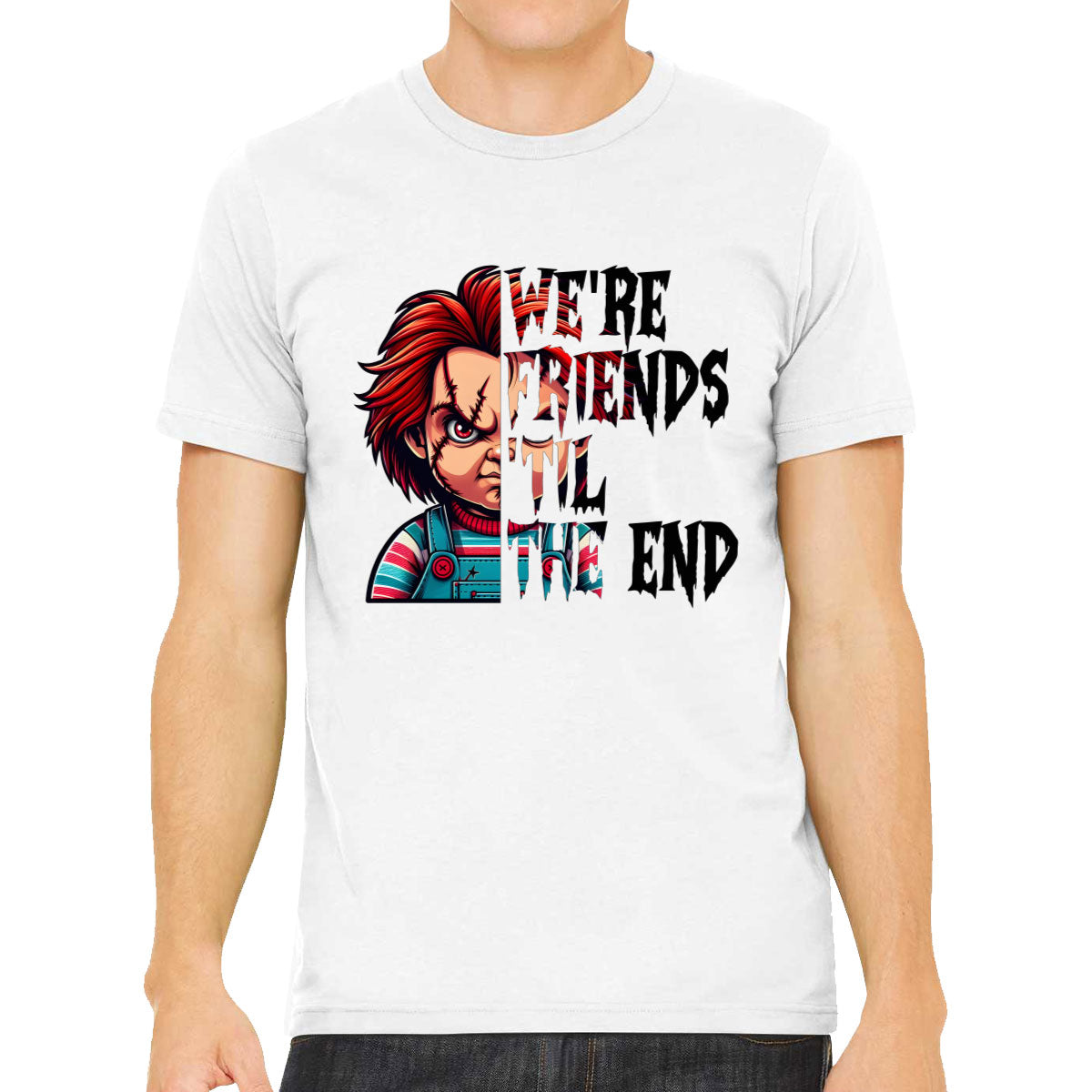 Chucky We're Friends 'Til The End Halloween Men's T-shirt