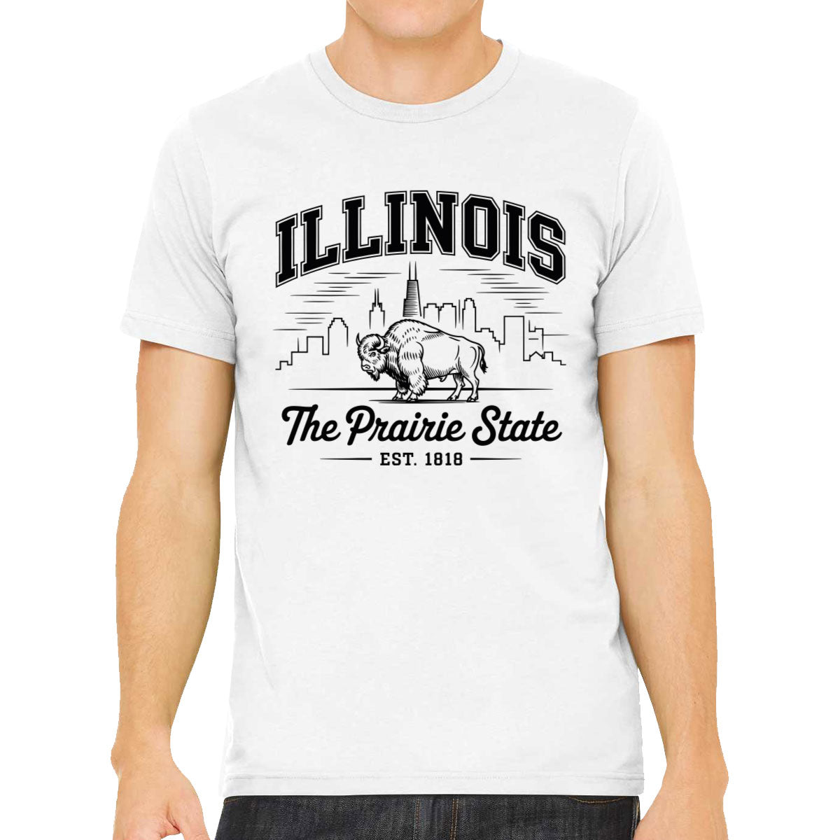Illinois Cityscape Illustration The Prairie State Men's T-shirt
