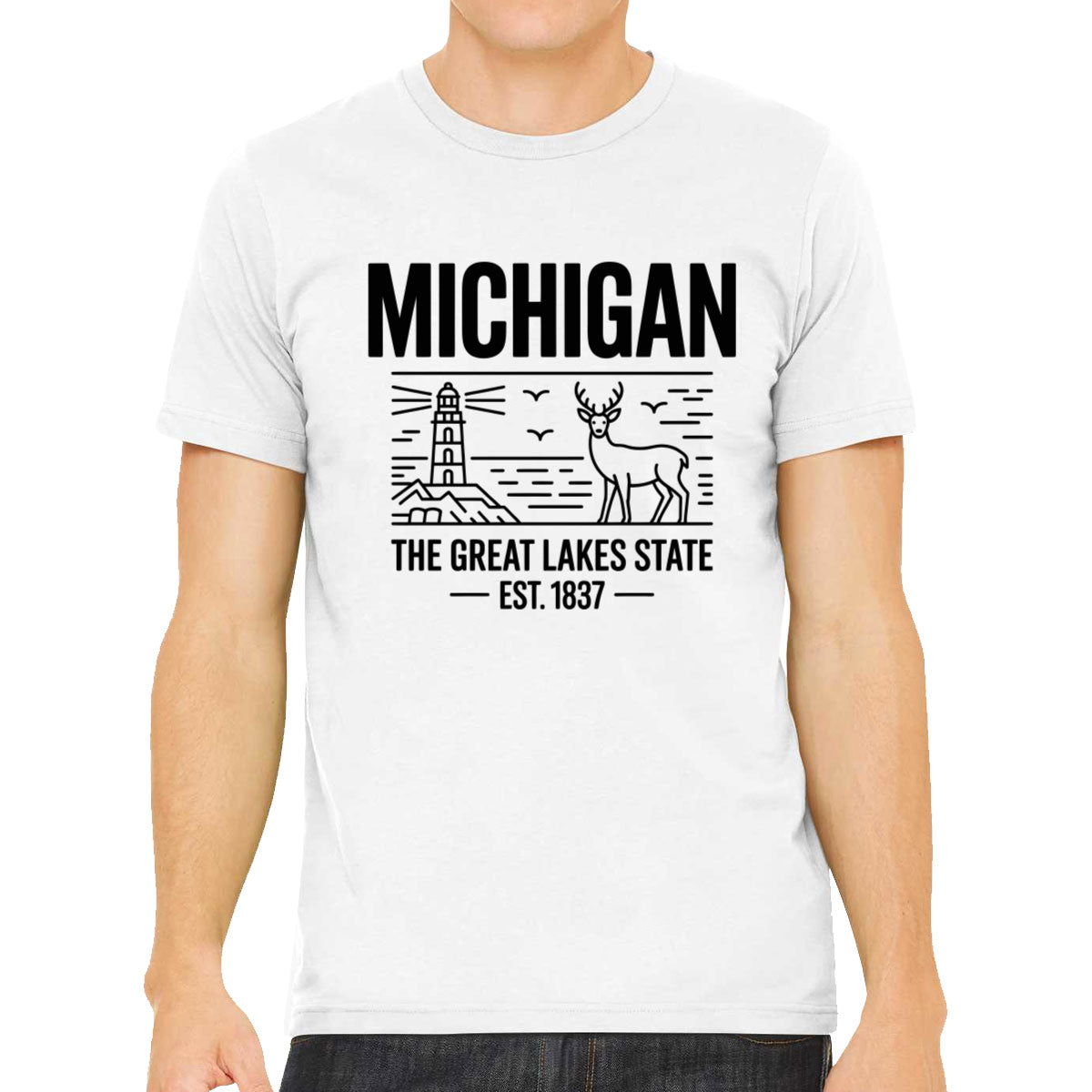 Michigan Cityscape Illustration The Great Lakes State Men's T-shirt