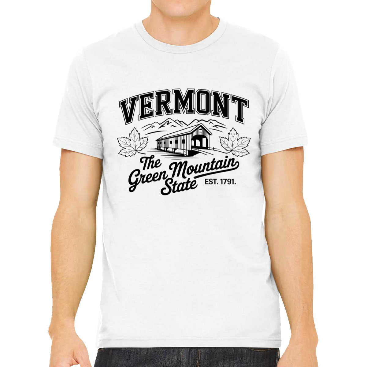 Vermont Cityscape Illustration The Green Mountain State Men's T-shirt
