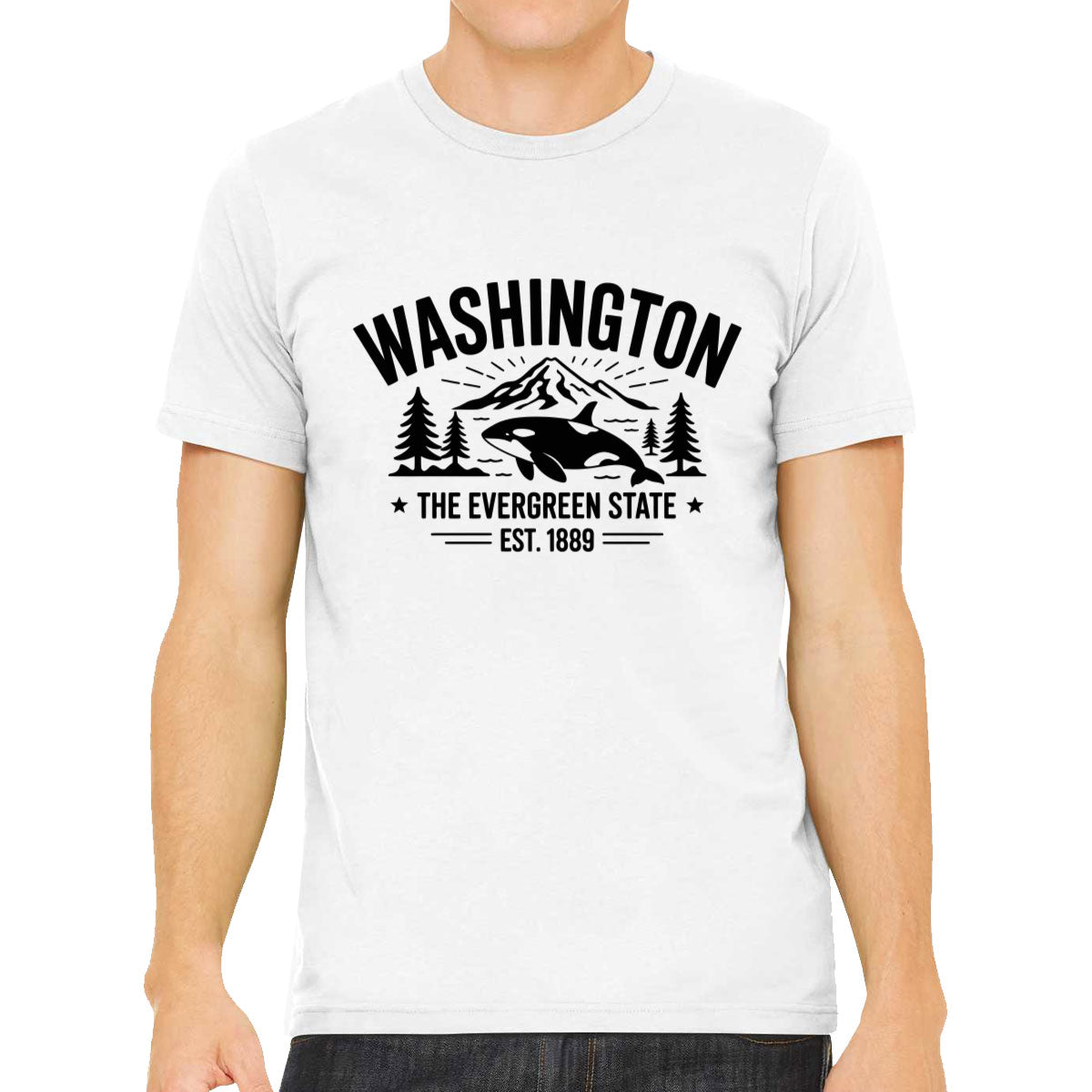 Washington Cityscape Illustration The Evergreen State Men's T-shirt