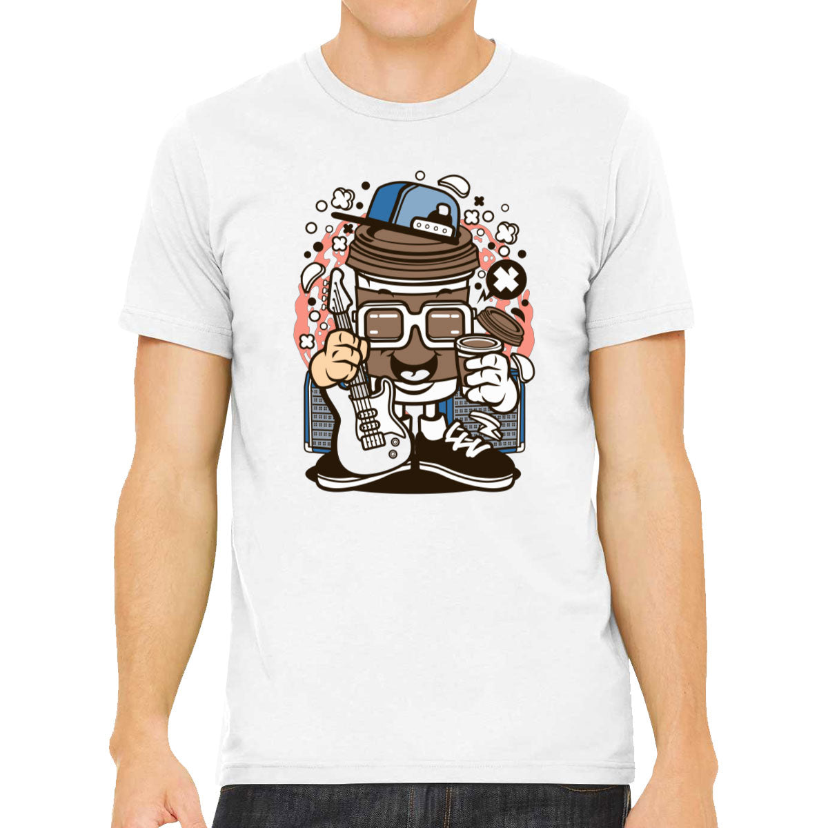 Coffee Cup Rock Cartoon Men's T-shirt