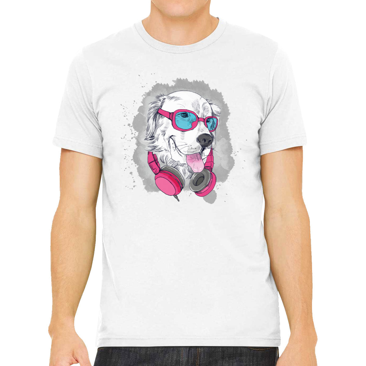 Cool Dog With Headphone Men's T-shirt