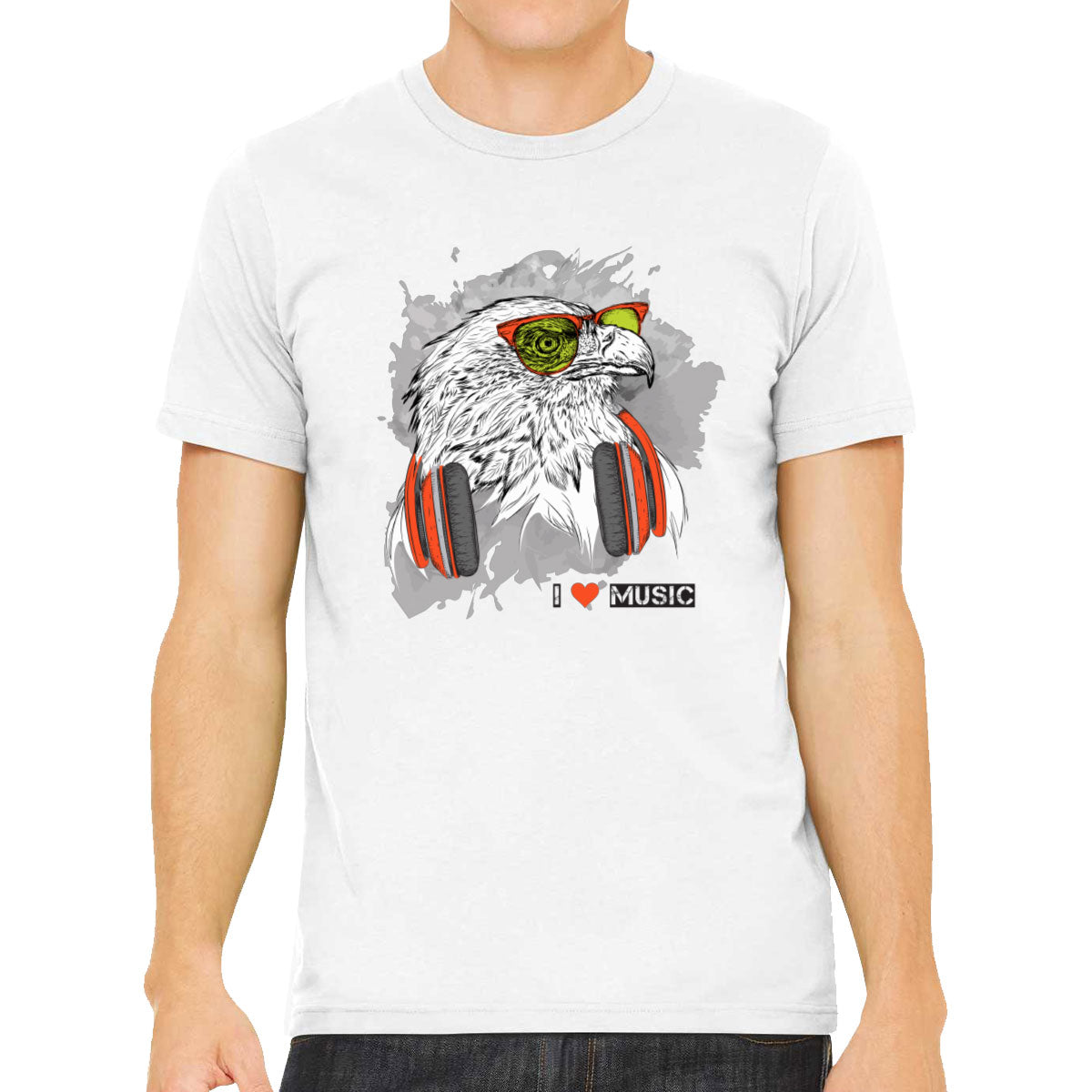 I Love Music Eagle With Headphones Men's T-shirt