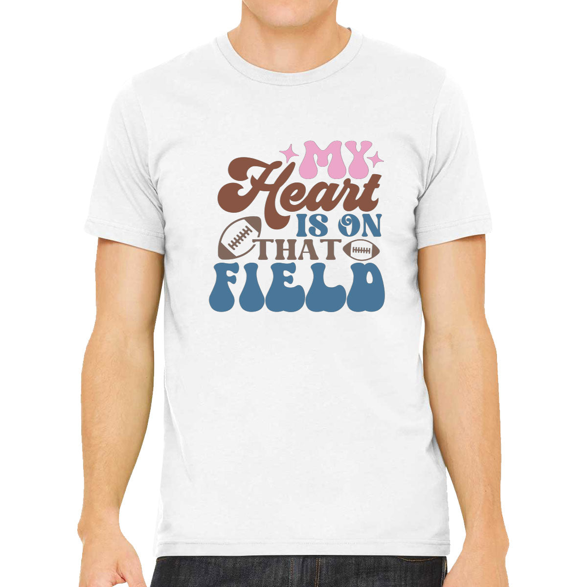 My Heart Is On That Field Football Mom Men's T-shirt