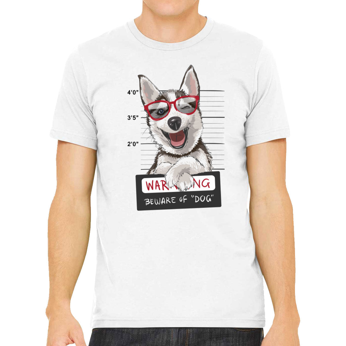 Happy Husky Dog Mugshot Men's T-shirt