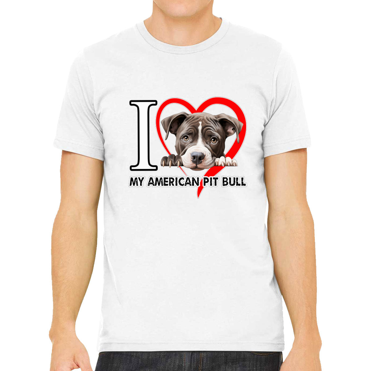 I Love My American Pitpull Dog Men's T-shirt