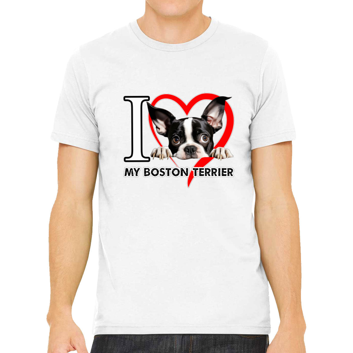 I Love My Boston Terrier Dog Men's T-shirt