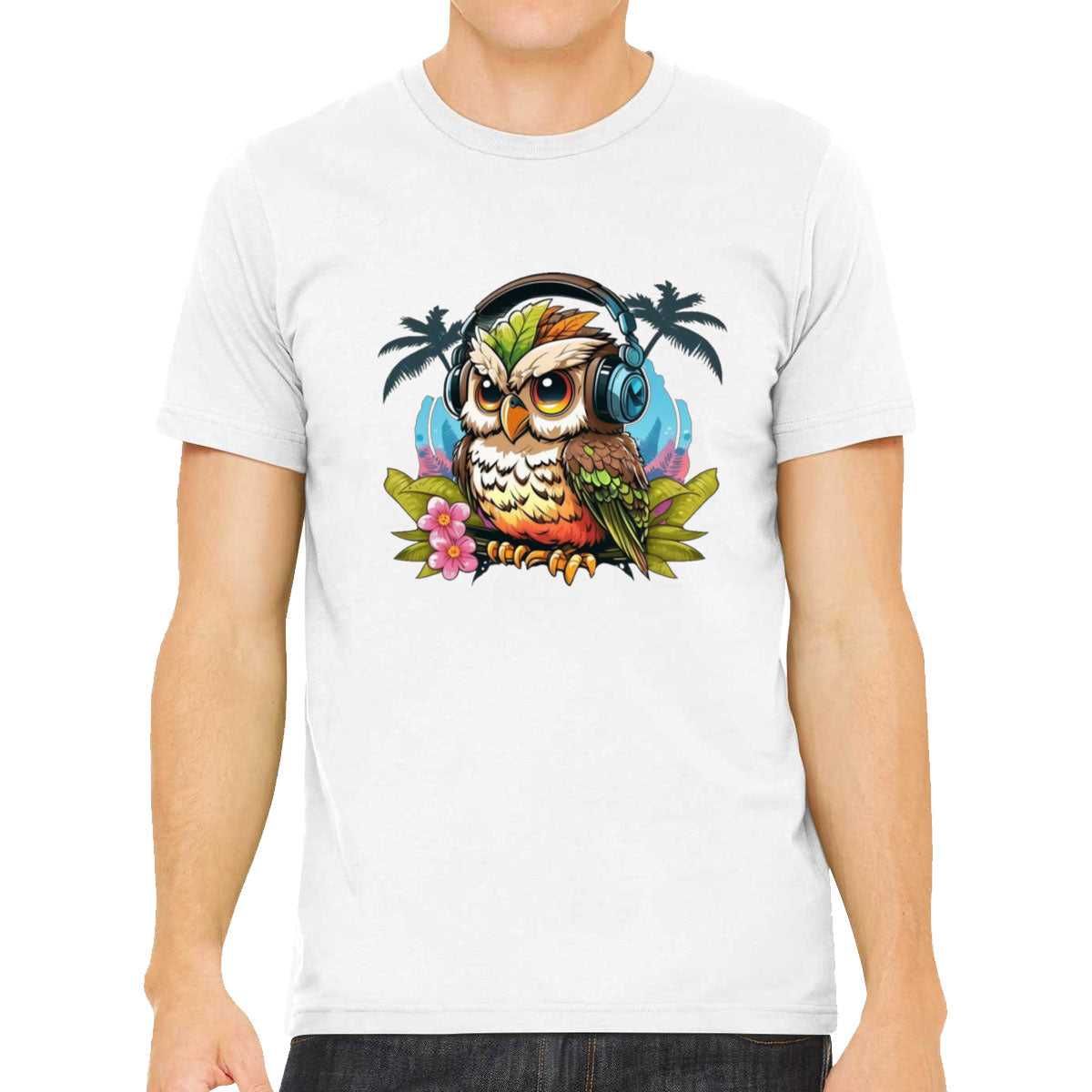 Owl Wearing Headphone Men's T-shirt