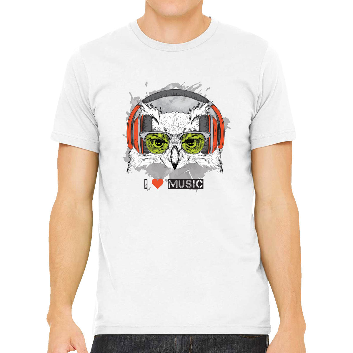 I Love Music Owl With Headphones Men's T-shirt