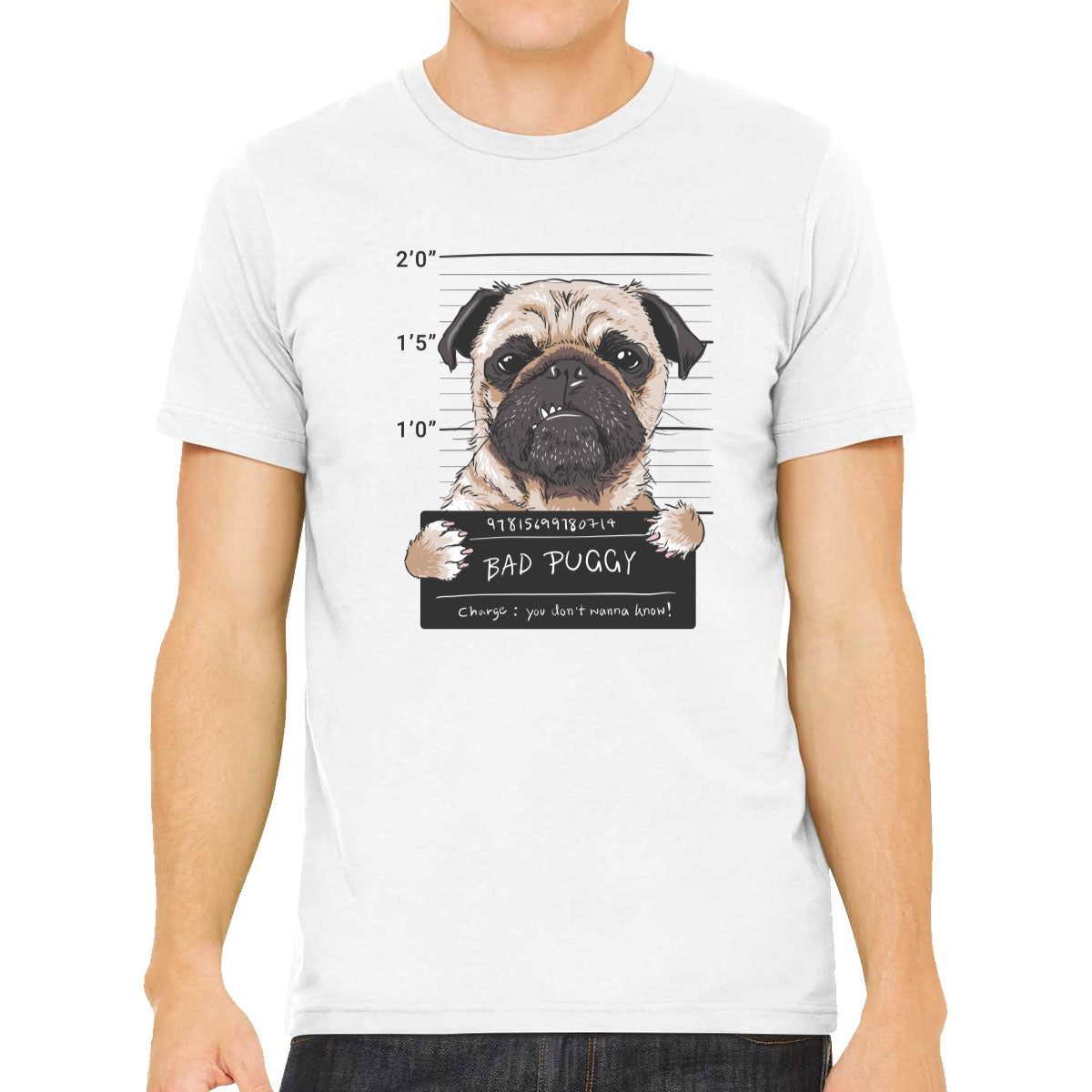 Funny Pug Dog Mugshot Men's T-shirt