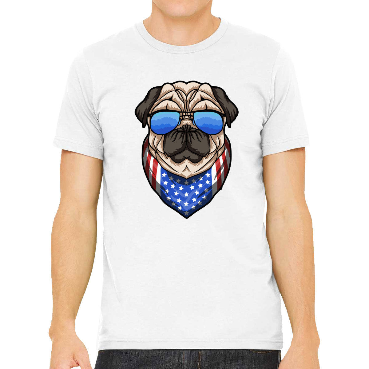 Pug Dog With Sunglasses And Bandana Men's T-shirt