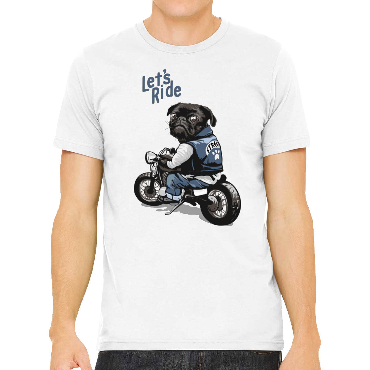 Pug Dog Riding Motorcycle Men's T-shirt