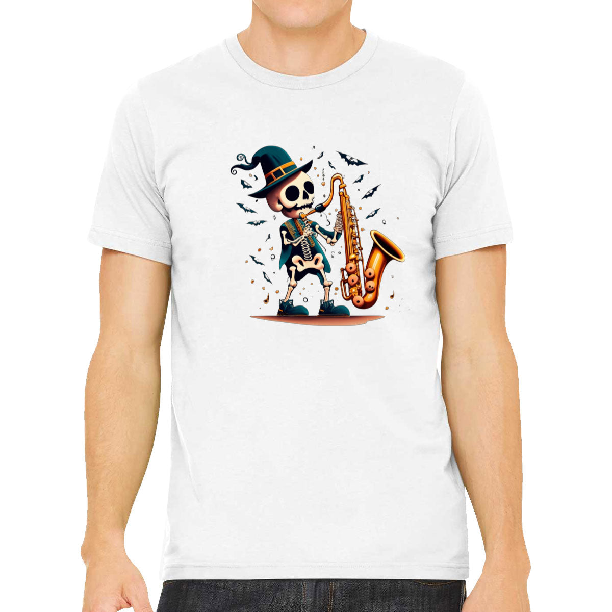 Skeleton Playing Saxophone Men's T-shirt