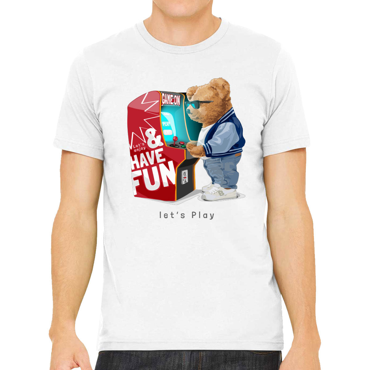 Teddy Bear Arcade Game Machine Men's T-shirt