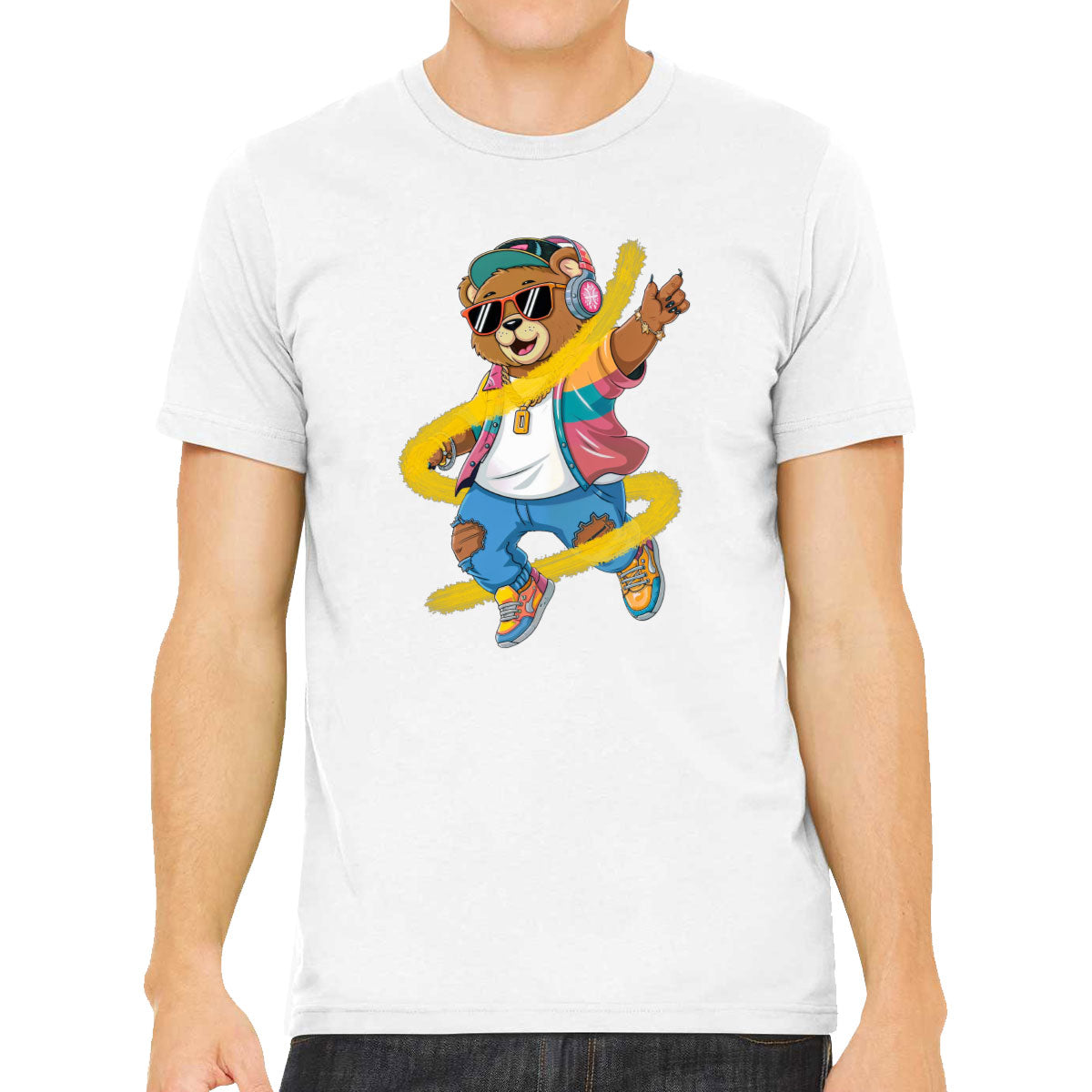 Teddy Bear With Headphone And Sunglasses Men's T-shirt