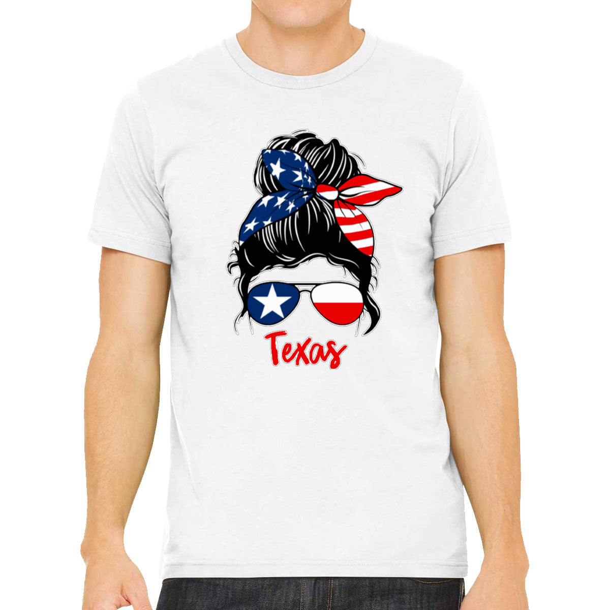 Texas Messy Bun Patriotic Men's T-shirt