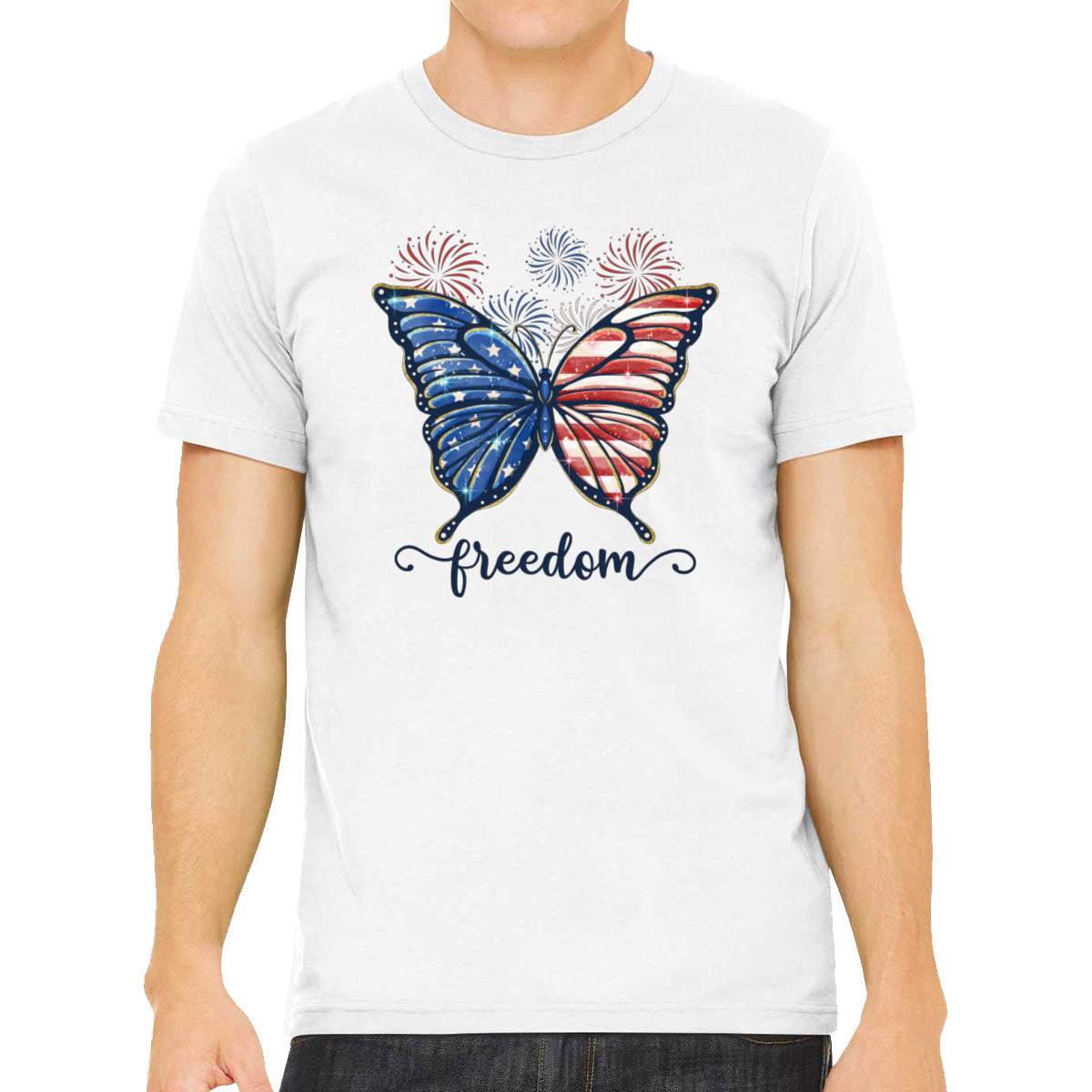 Freedom Butterfly USA Patriotic Men's T-shirt