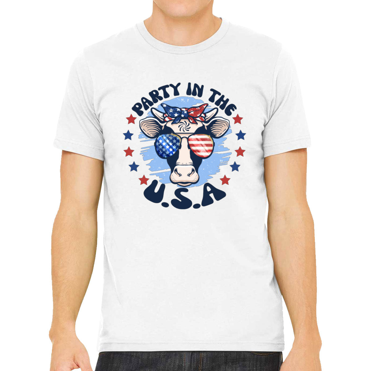 Party In The USA Patriotic American Cow Men's T-shirt