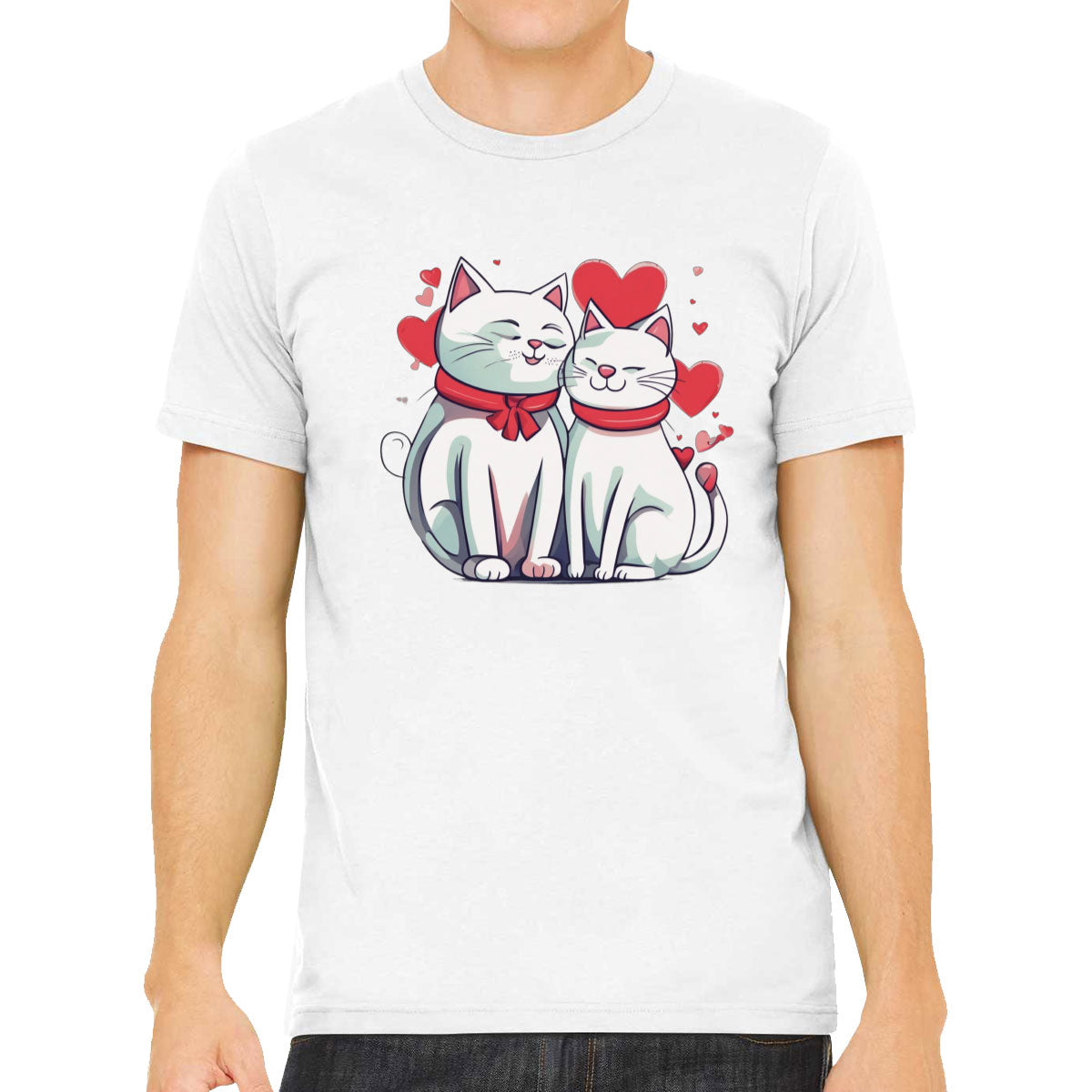 Cute Cat Couples Valentine's Day Men's T-shirt