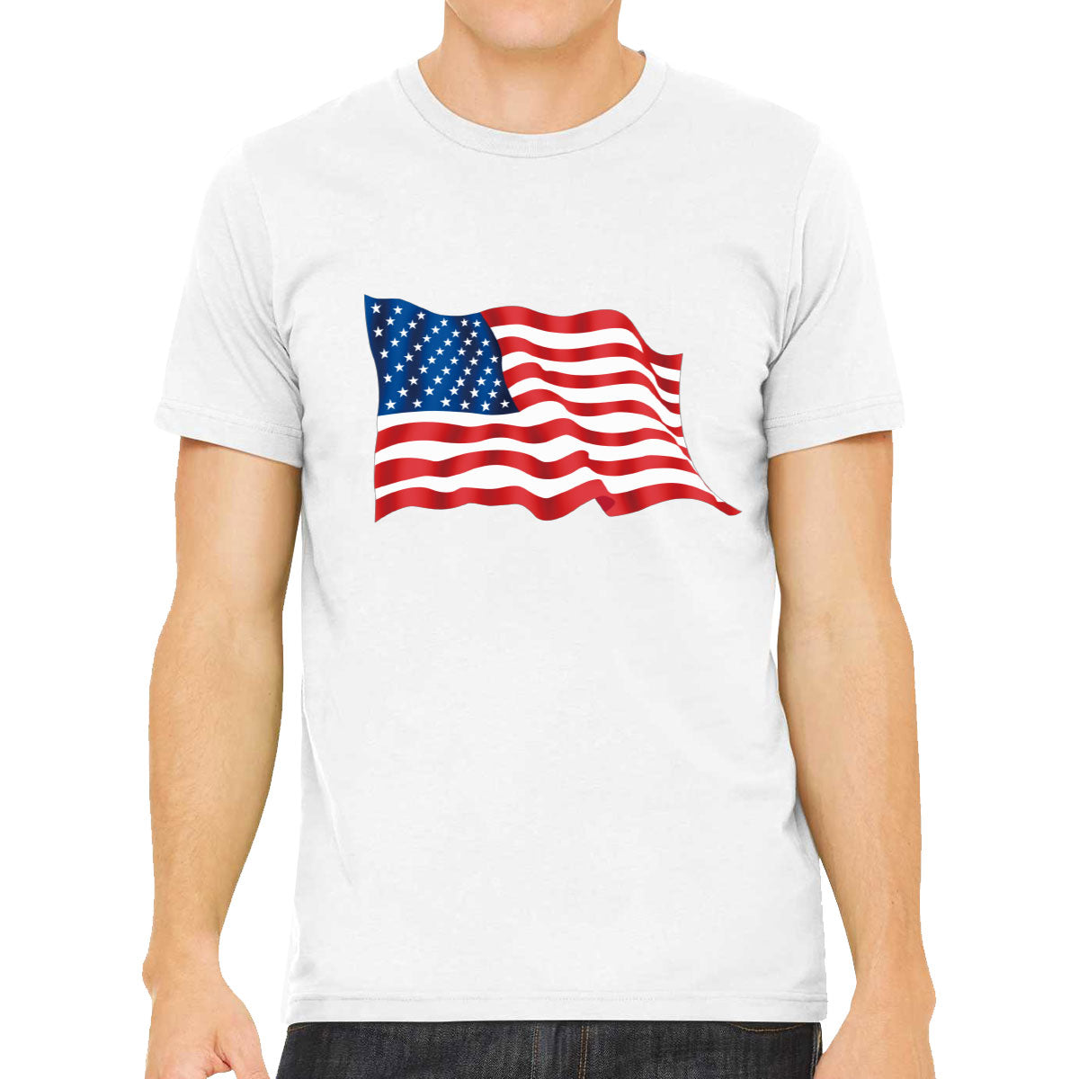 Waving American Flag Patriotic Men's T-shirt