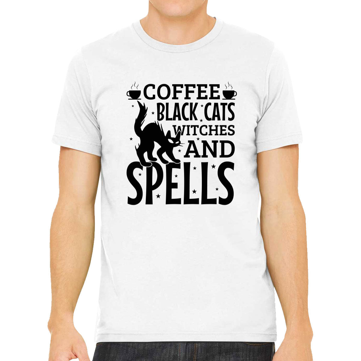 Coffee Black Cats Witches And Spells Halloween Men's T-shirt