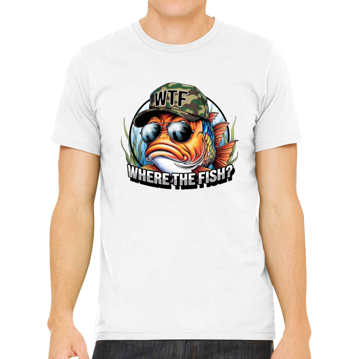 WTF Where The Fish Hunting Bass Fishing Men's T-shirt