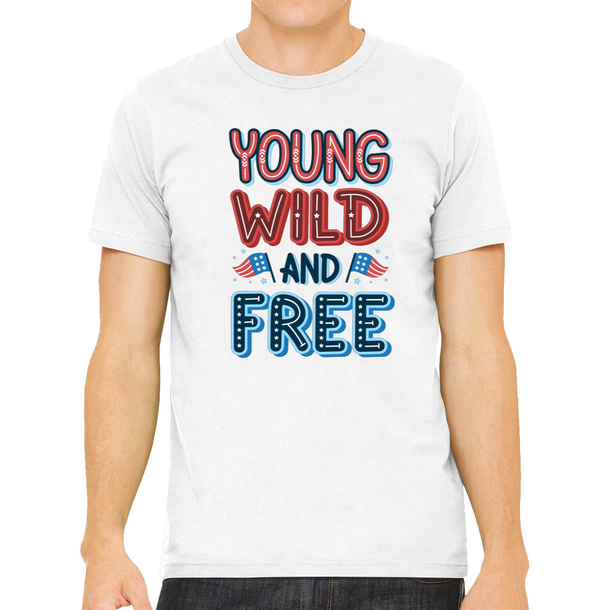Young Wild And Free Patriotic Men's T-shirt