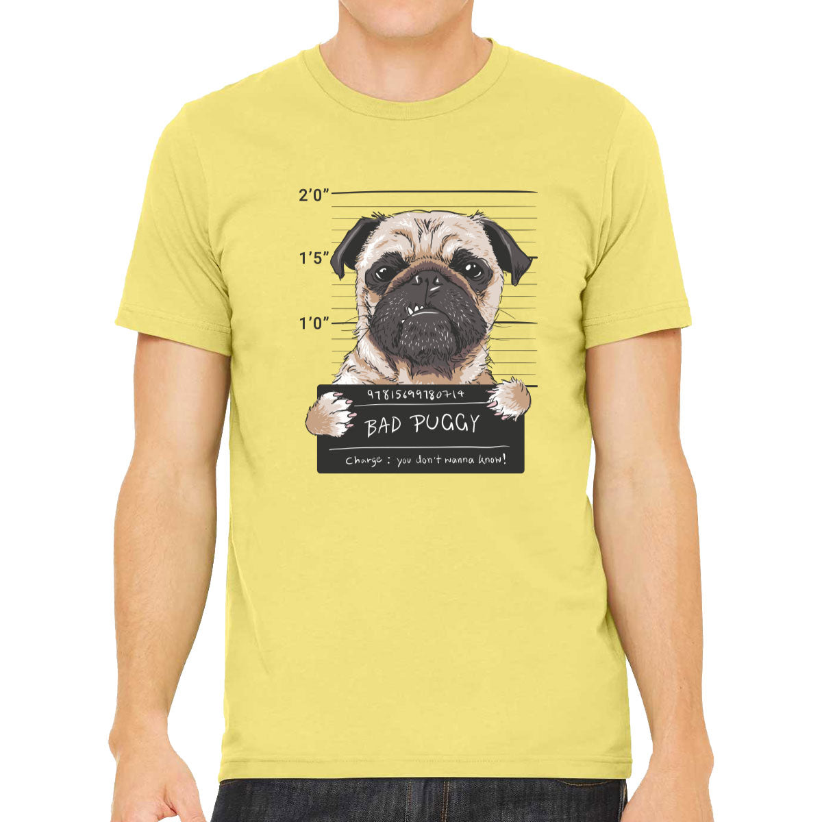 Funny Pug Dog Mugshot Men's T-shirt