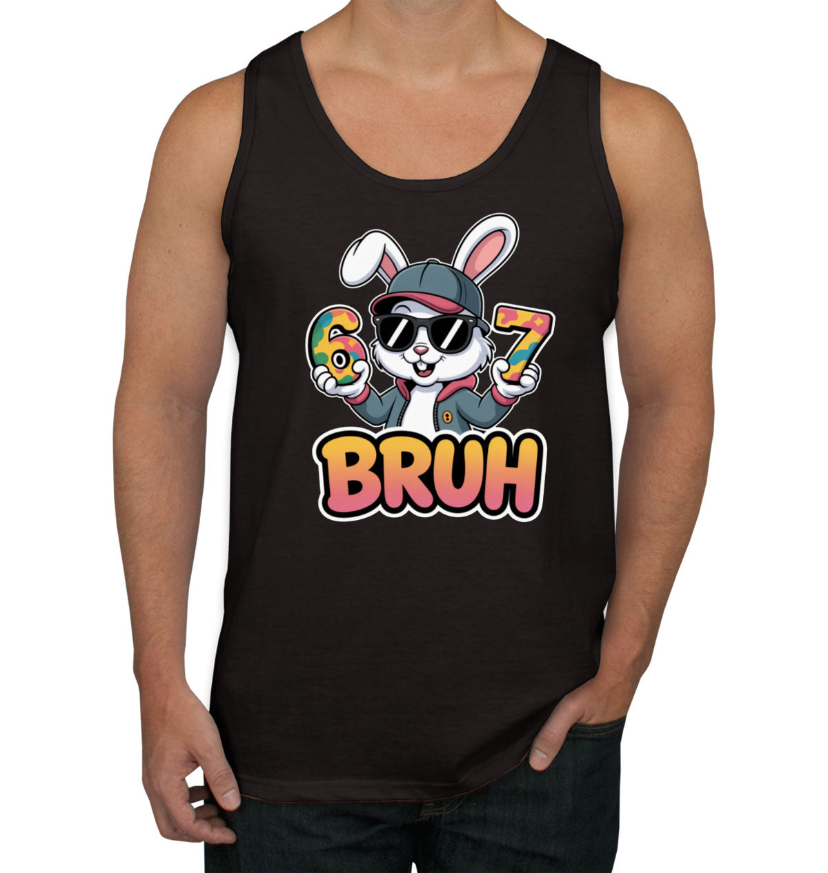 Six Seven Sixty Seven Bruh Bunny Easter Men's Tank Top