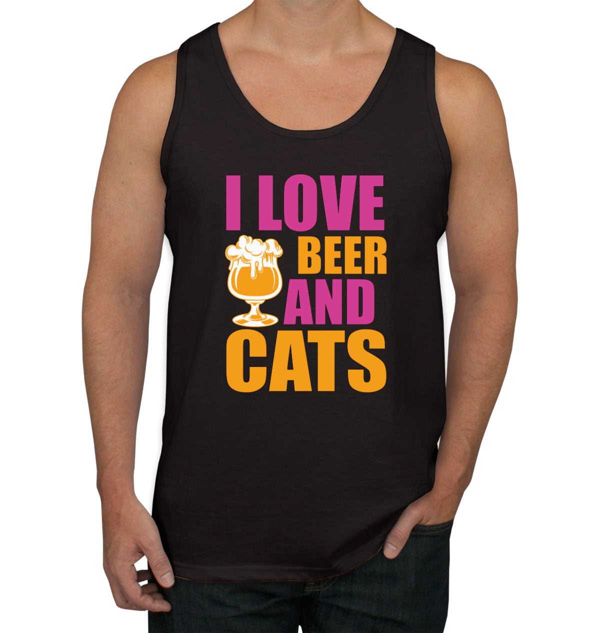 I Love Beer And Cats Men's Tank Top