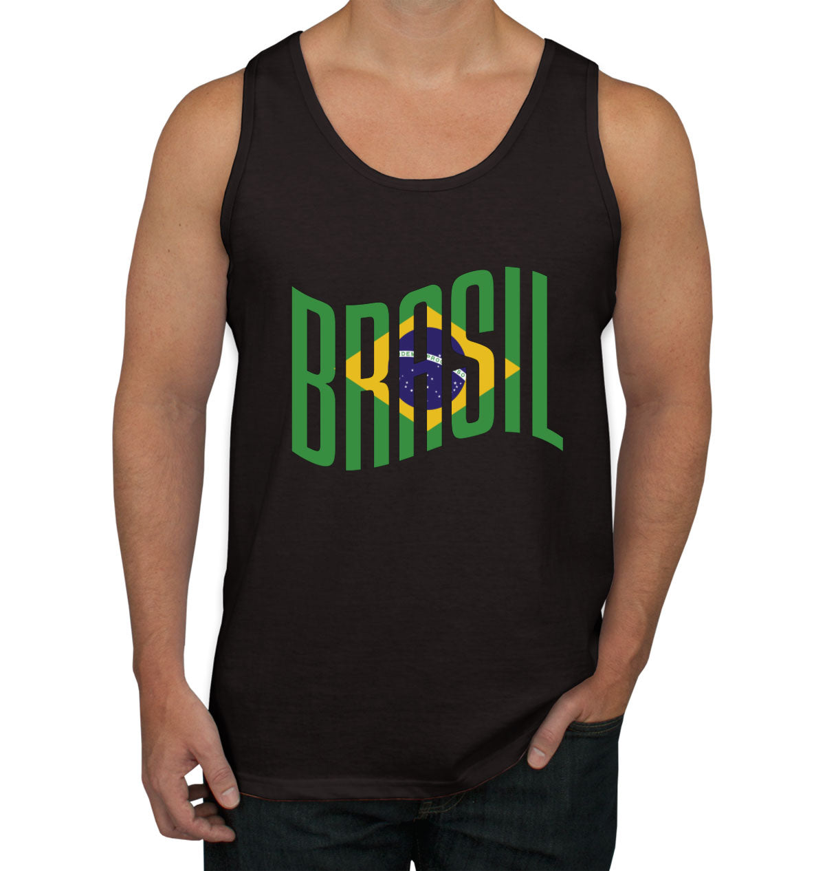 Brasil Typography With Brazil Flag Men's Tank Top