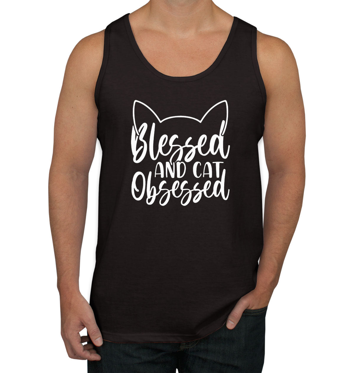 Blessed And Cat Obsessed Men's Tank Top