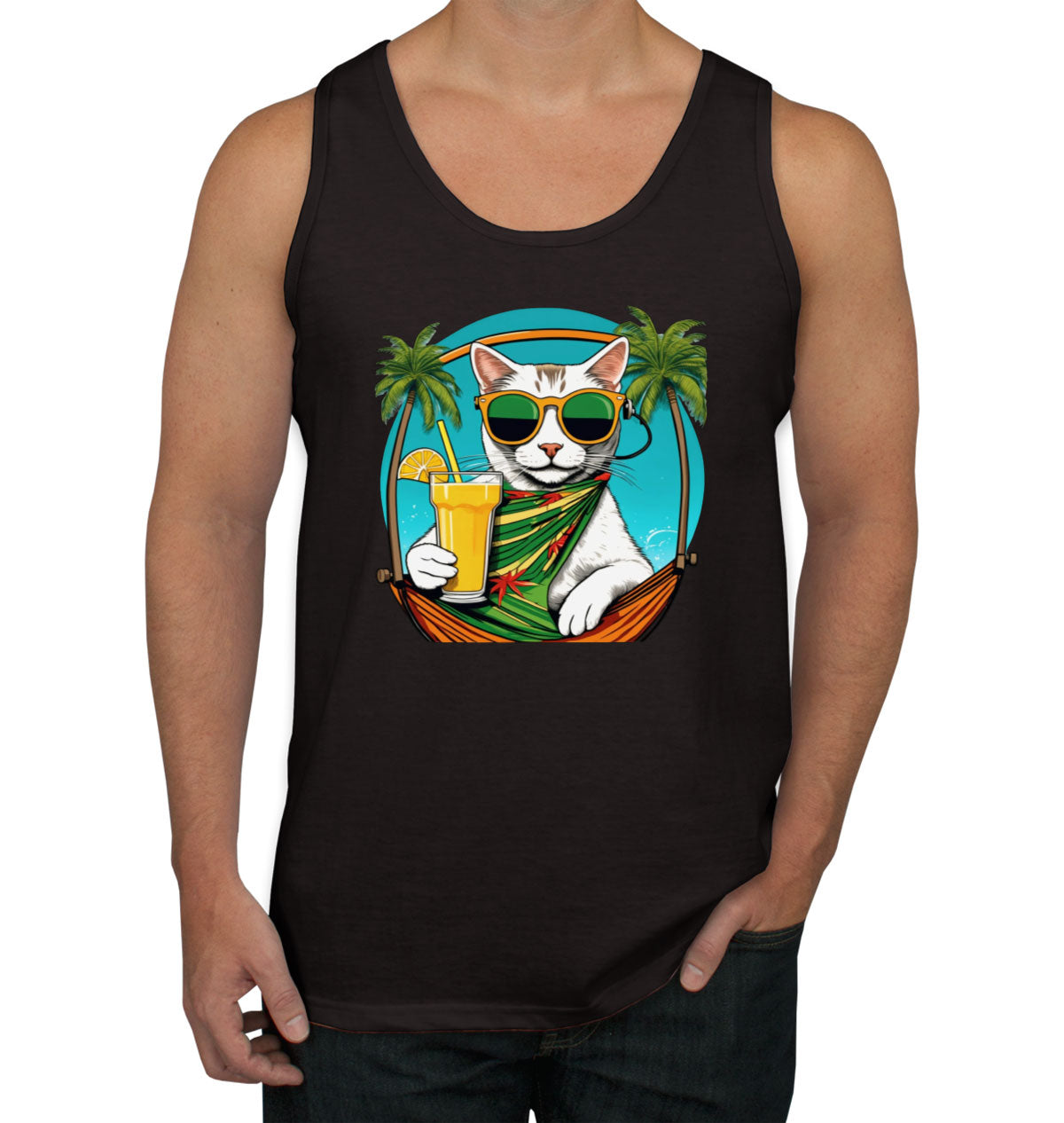 Cool Cat With Sunglasses Men's Tank Top