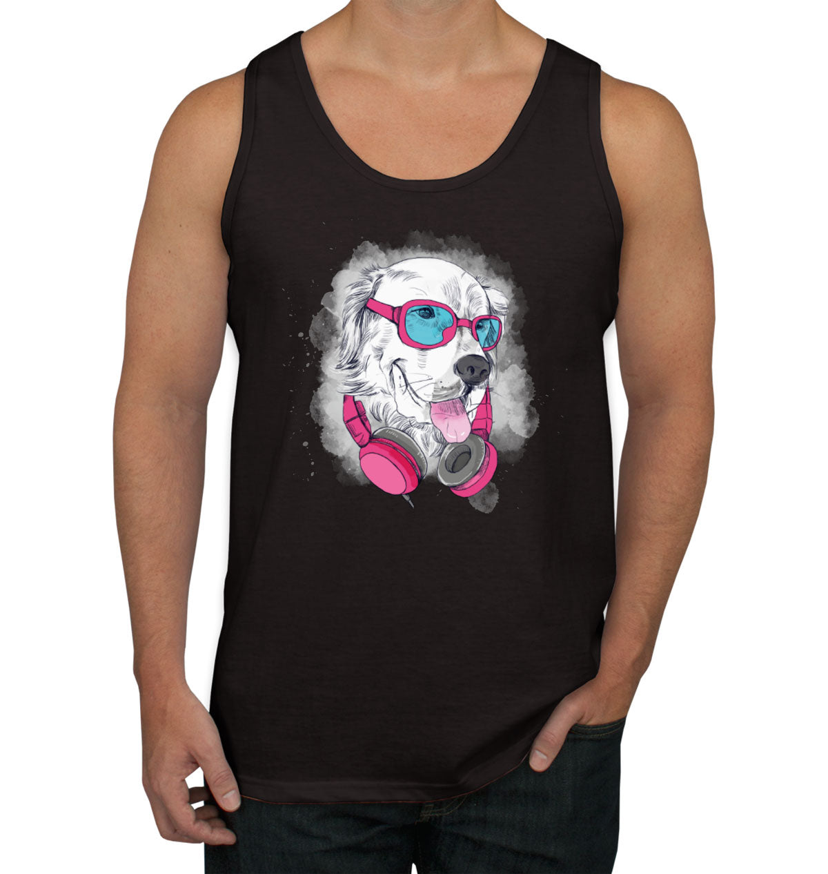 Cool Dog With Headphone Men's Tank Top