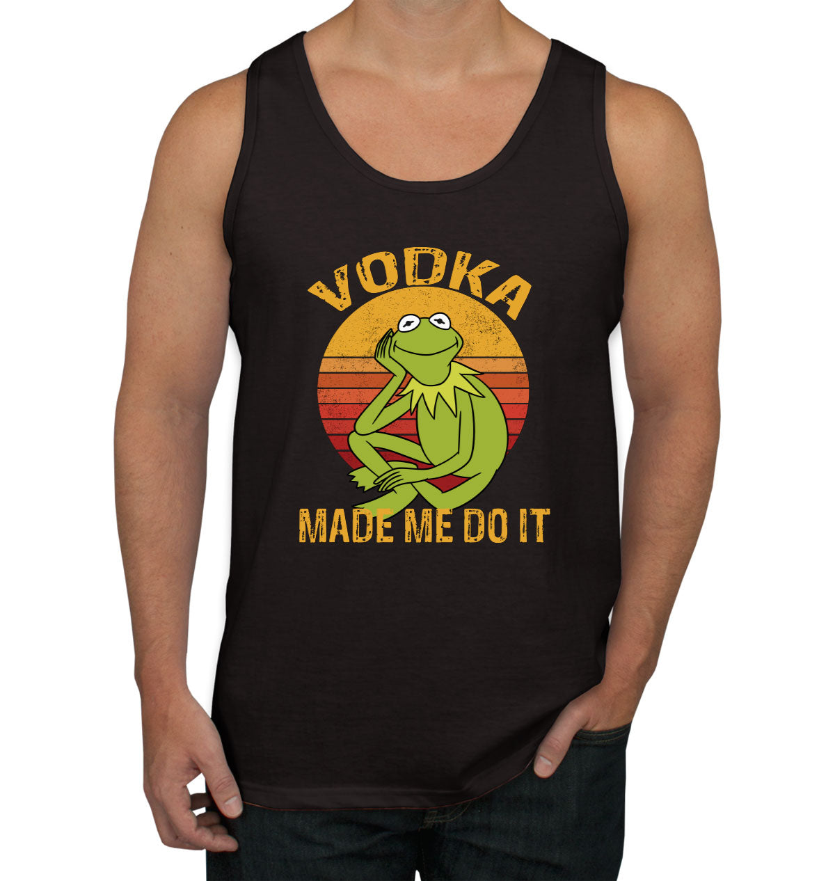 Vodka Made Me Do It Frog Meme Men's Tank Top