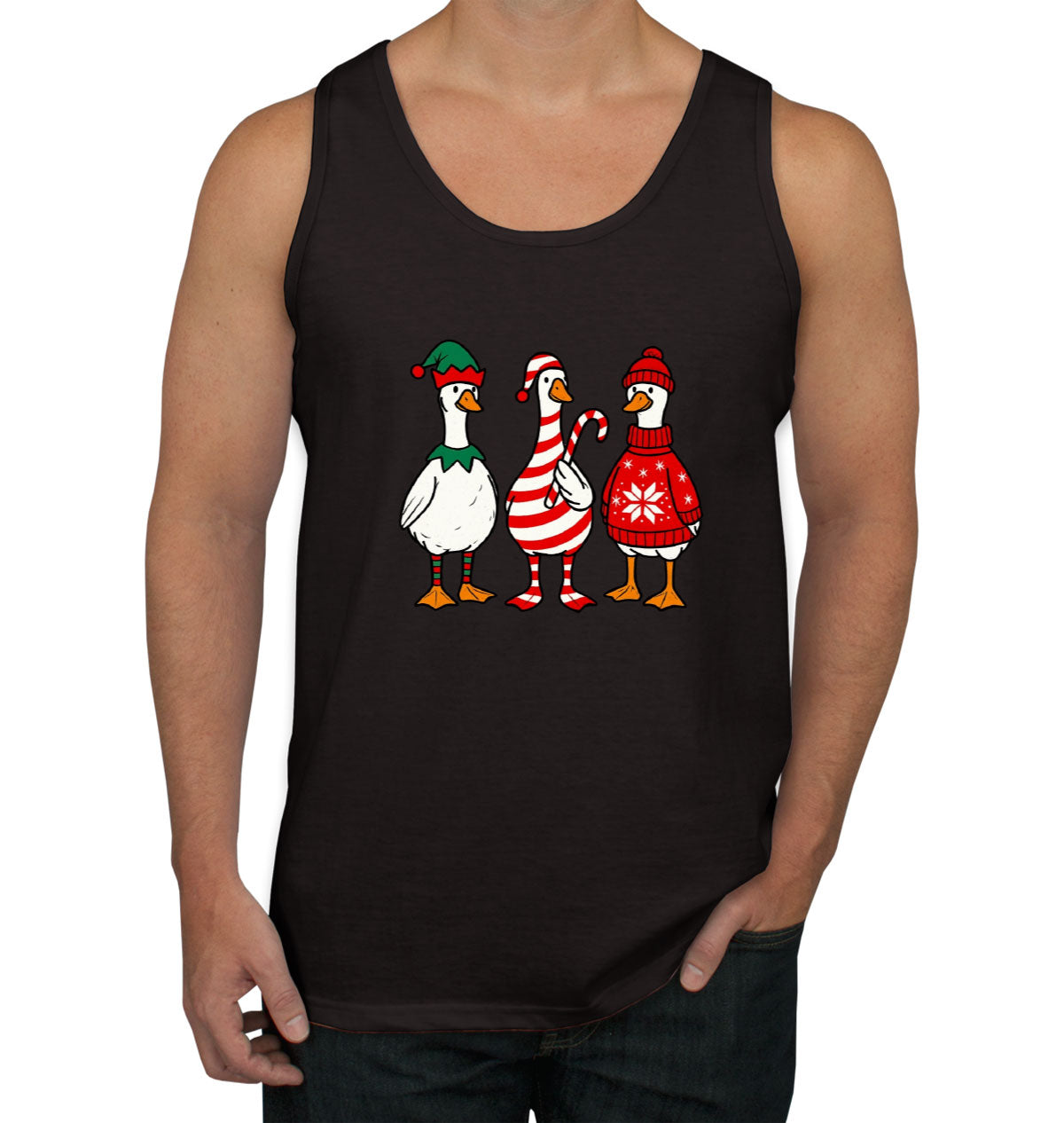 Funny Christmas Gooses Men's Tank Top