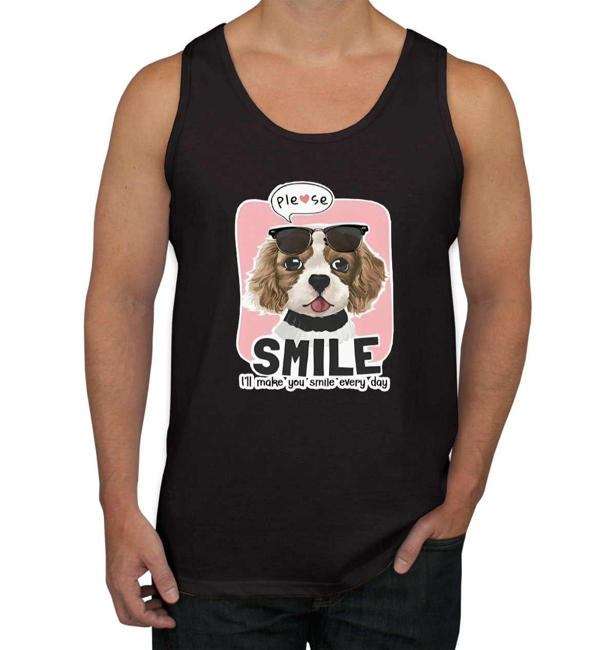 Please Smile Happy Dog Men's Tank Top