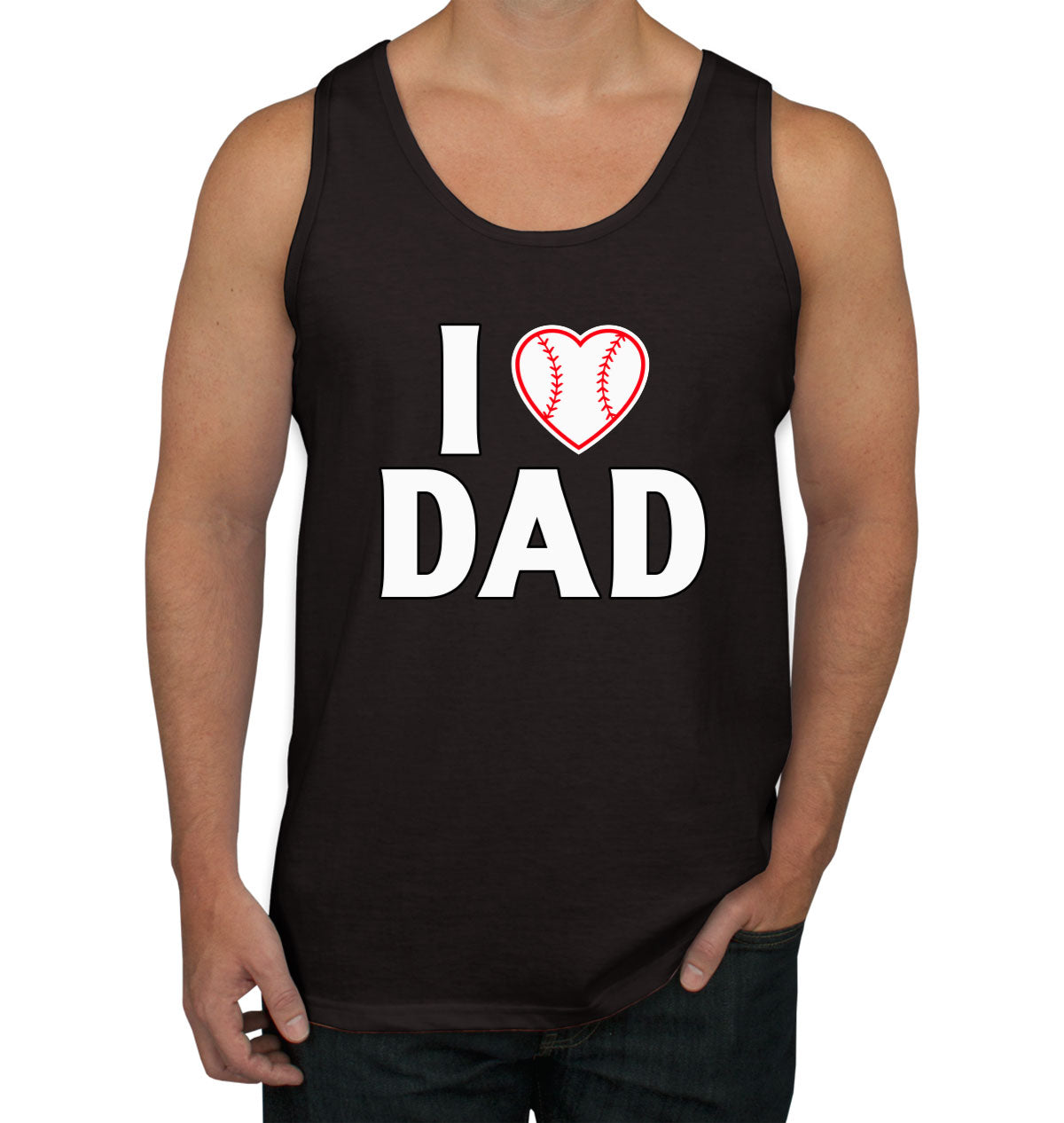 I Love Dad Baseball Heart Men's Tank Top