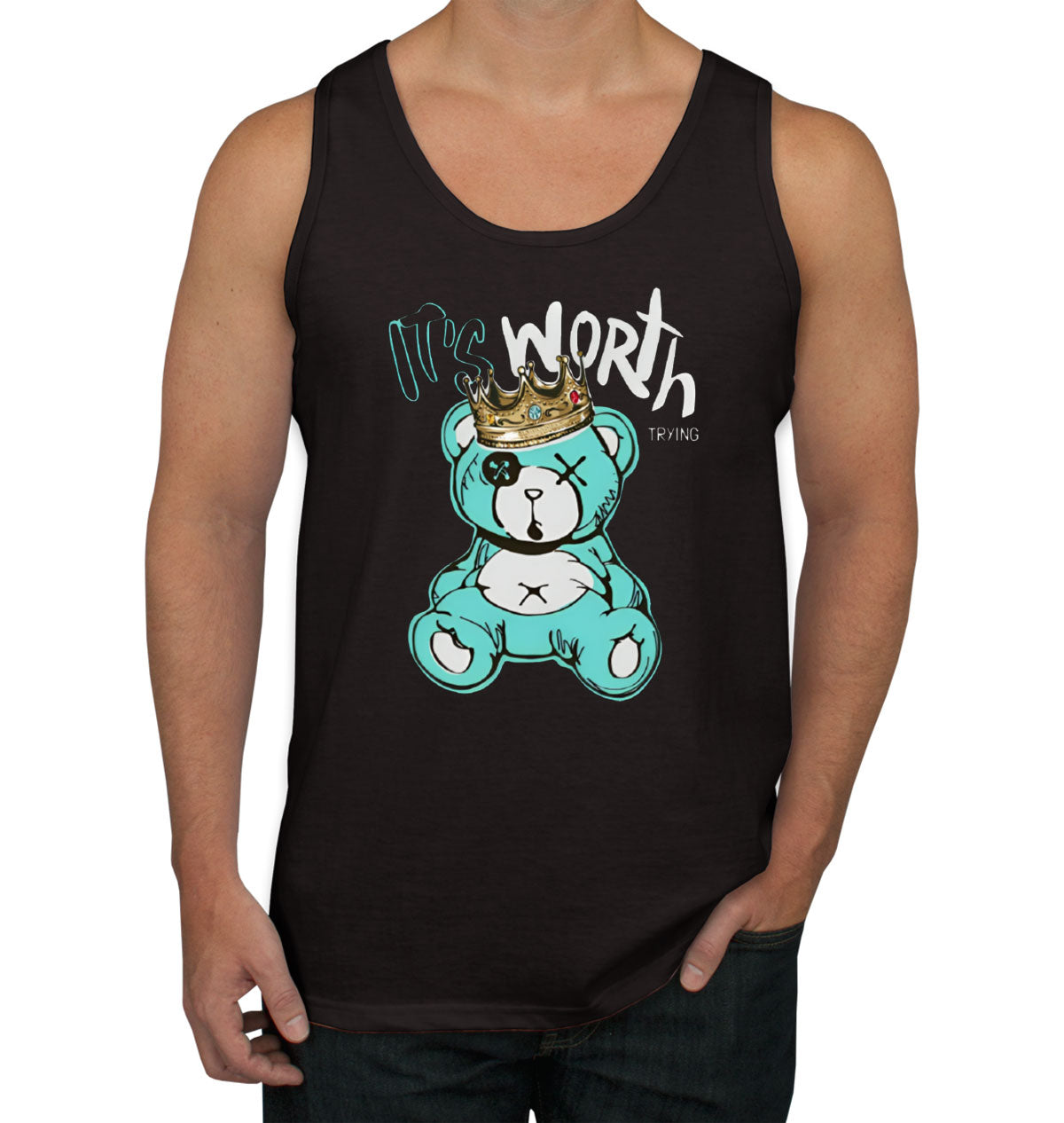 It's Worth Trying Teddy Bear Men's Tank Top