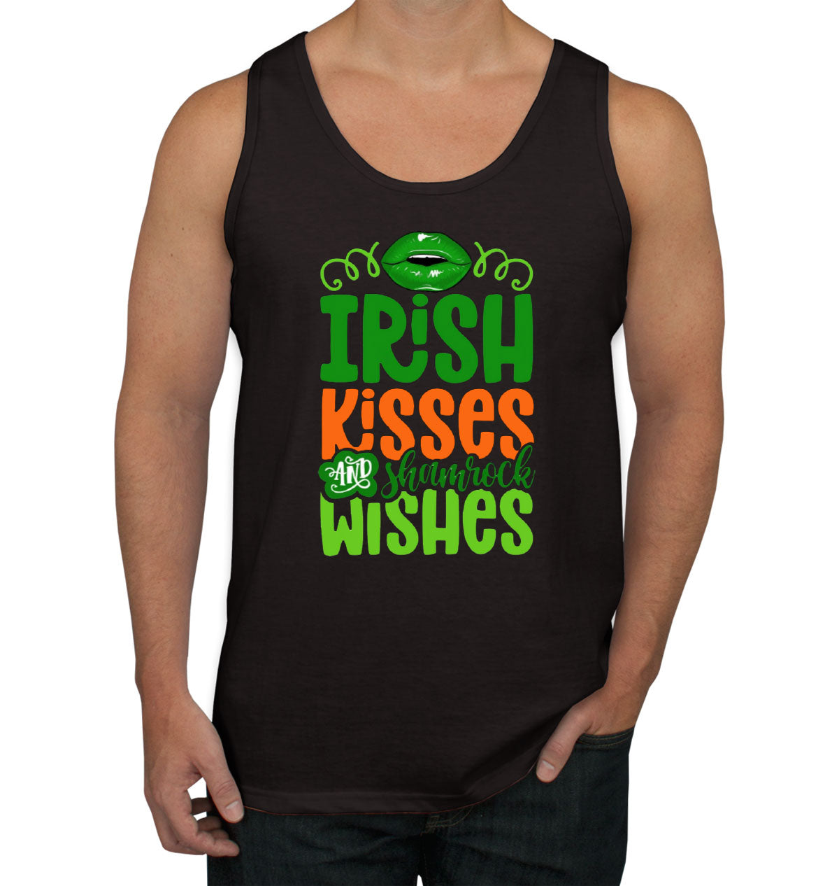 Irish Kisses And Shamrock Wishes St. Patrick's Day Men's Tank Top