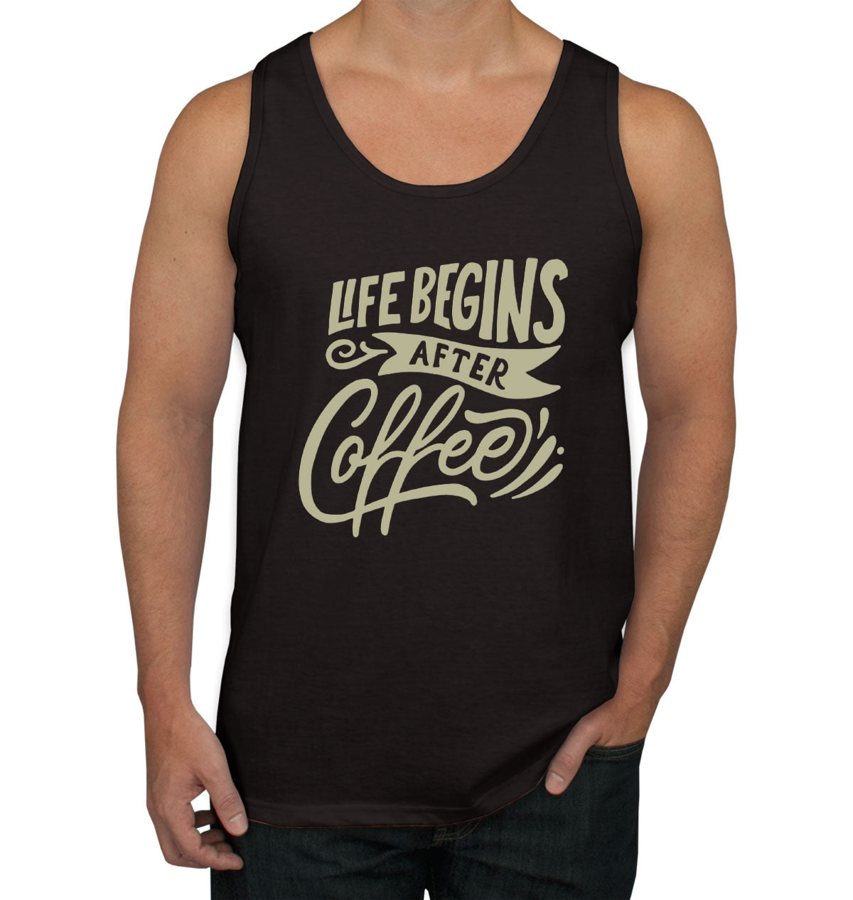 Life Begins After Coffee Men's Tank Top