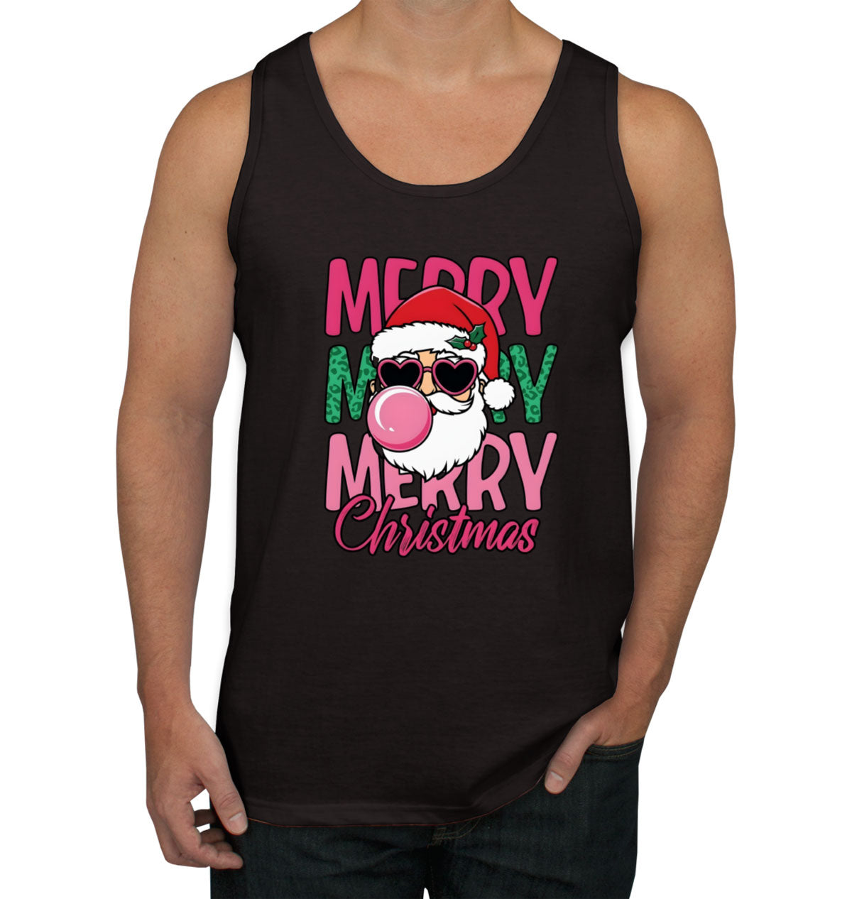 Santa Bubble Gum Merry Christmas Men's Tank Top
