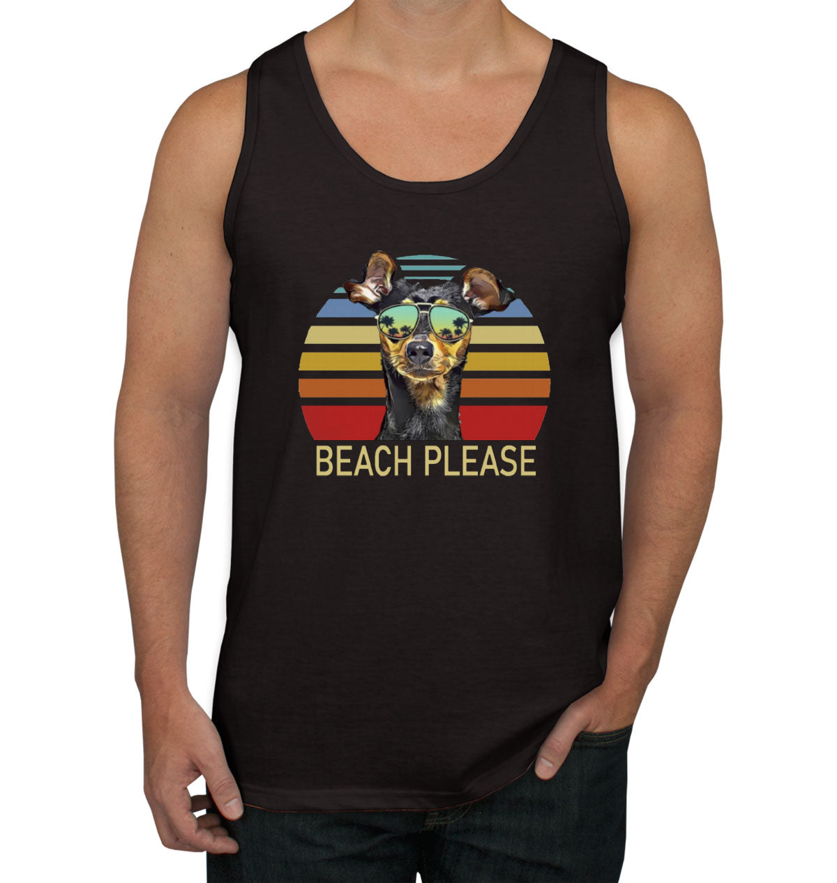 Beach Please Miniature Pinscher Dog Men's Tank Top