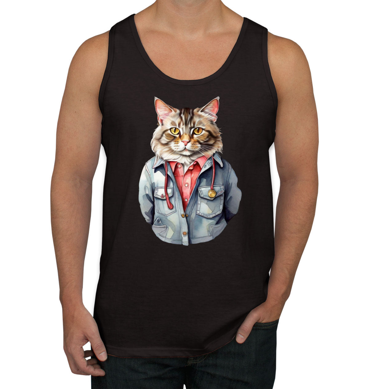 Cool Orange Cat Men's Tank Top