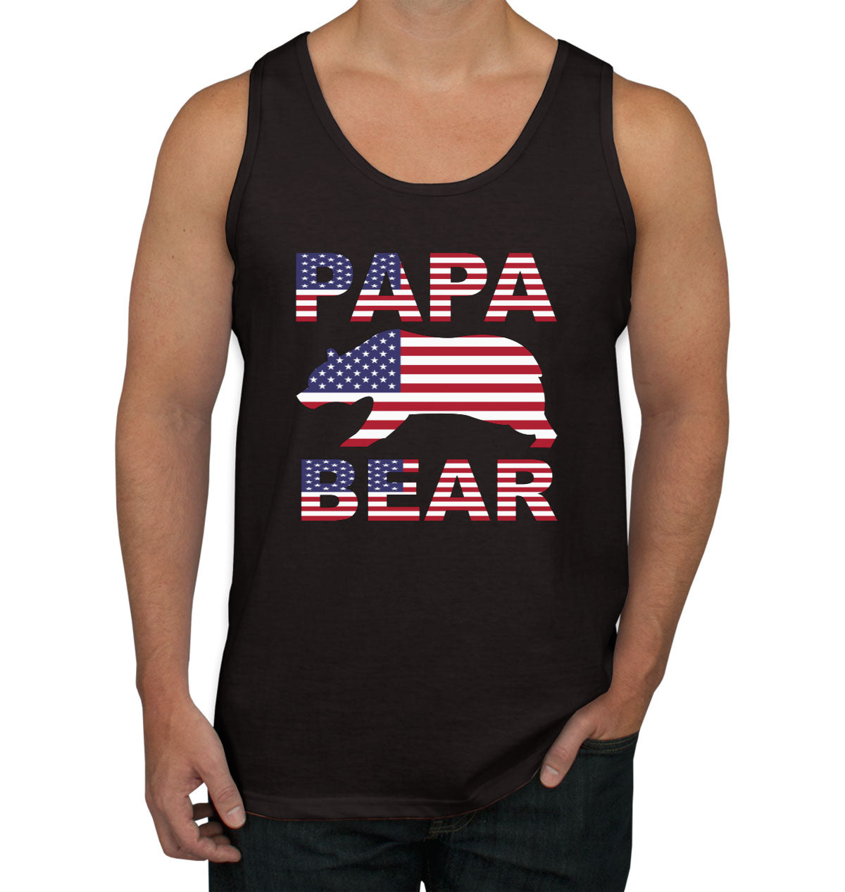 Papa Bear American Flag Men's Tank Top