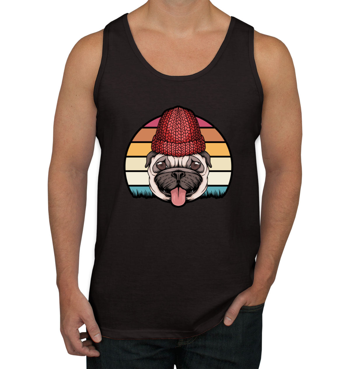 Retro Pug Dog Vintage Men's Tank Top