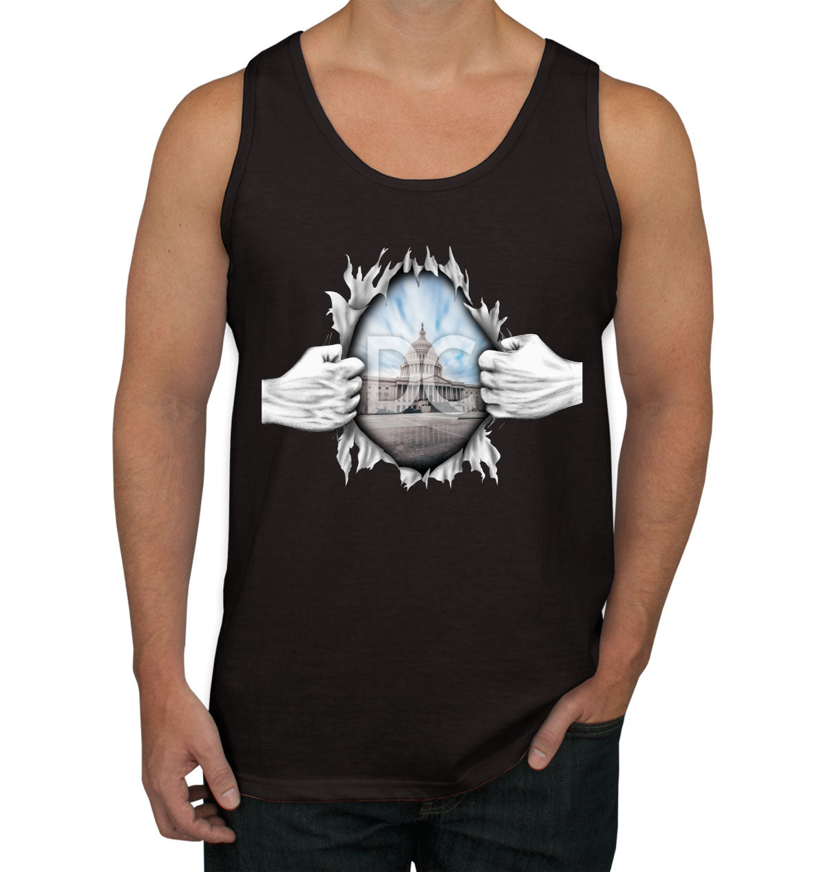 Ripping Open Shirt Washington DC Men's Tank Top