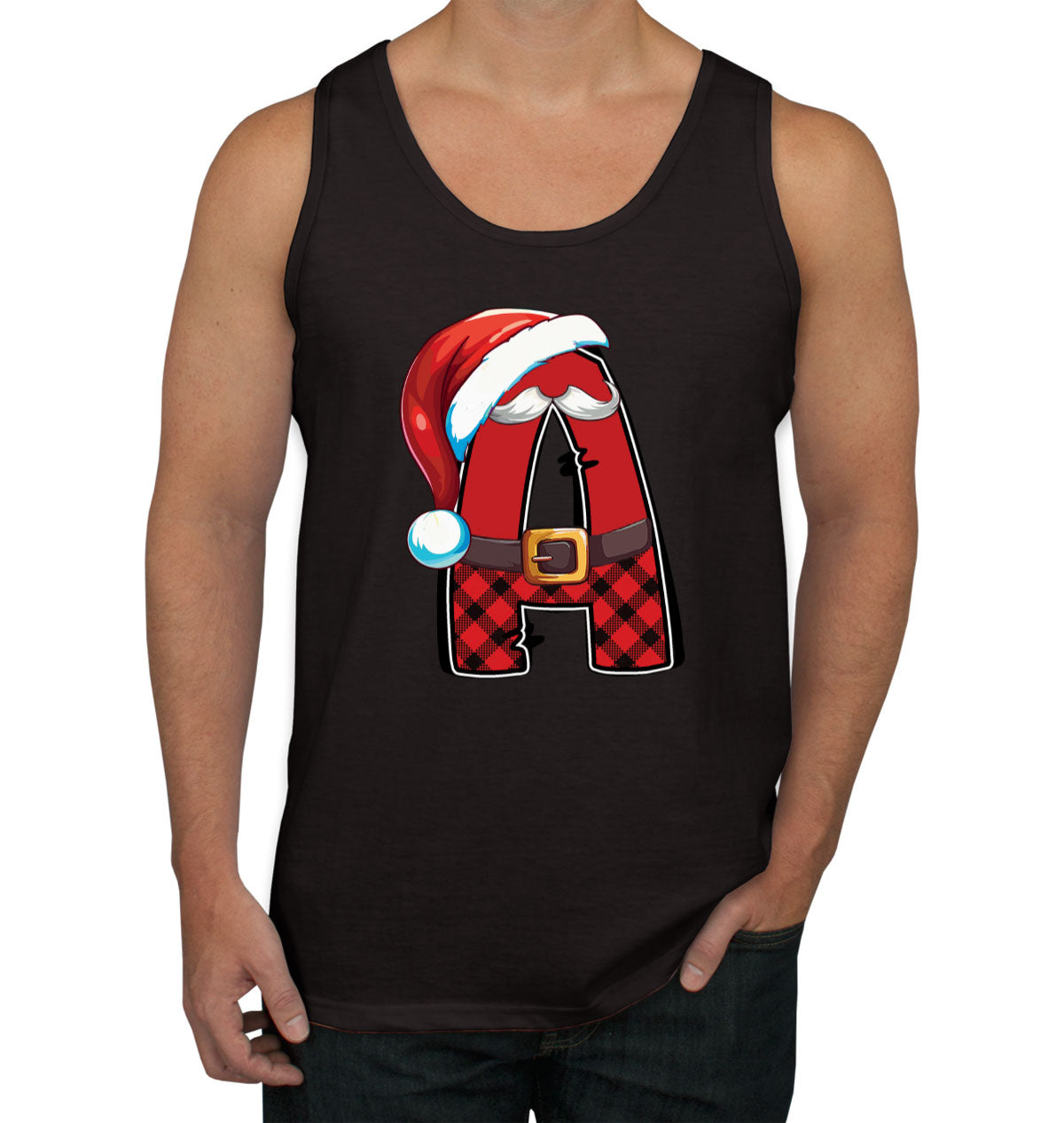 Christmas Santa Alphabet Letters [Custom Initial] Men's Tank Top