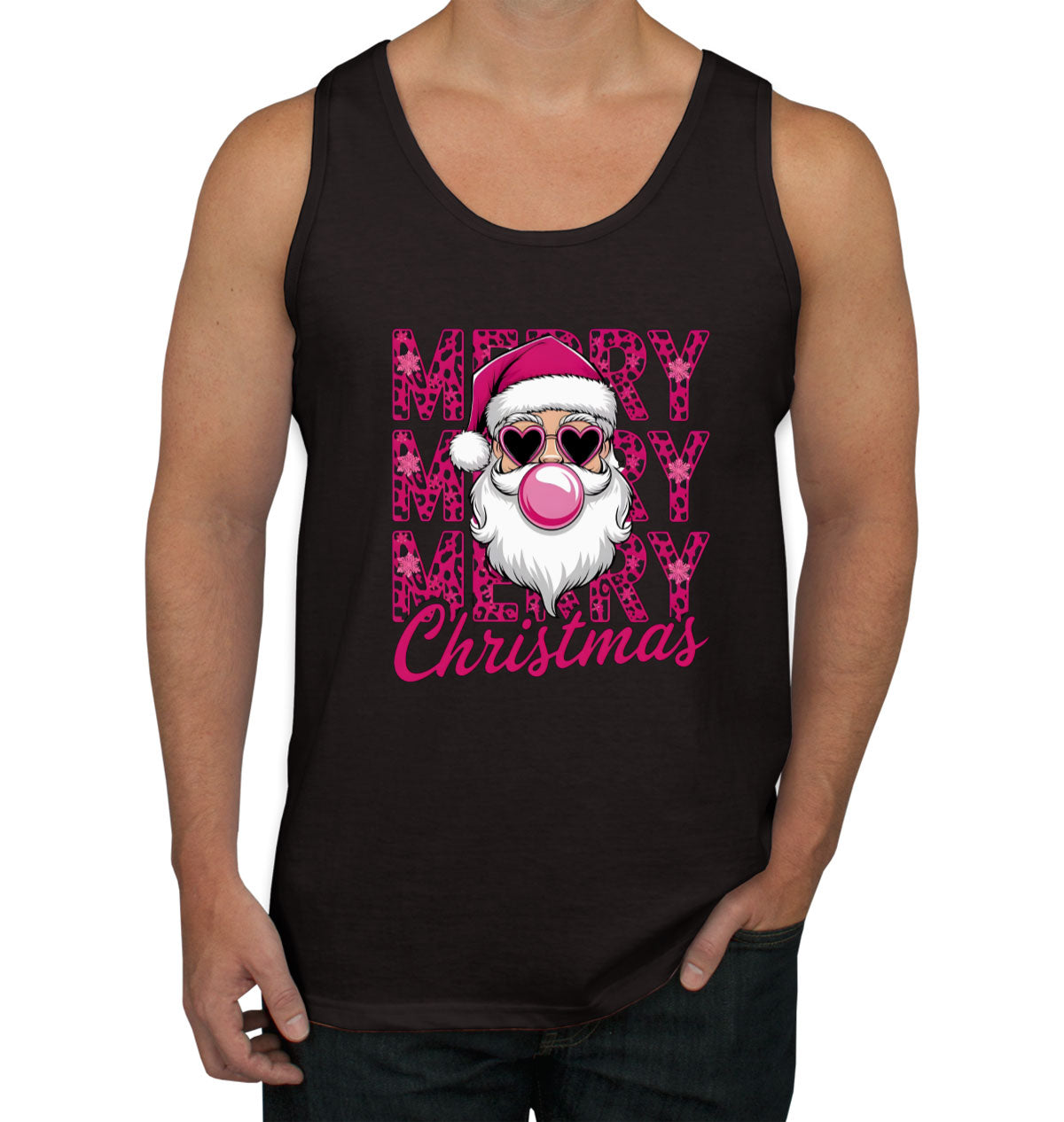 Santa Bubble Gum Merry Christmas Men's Tank Top